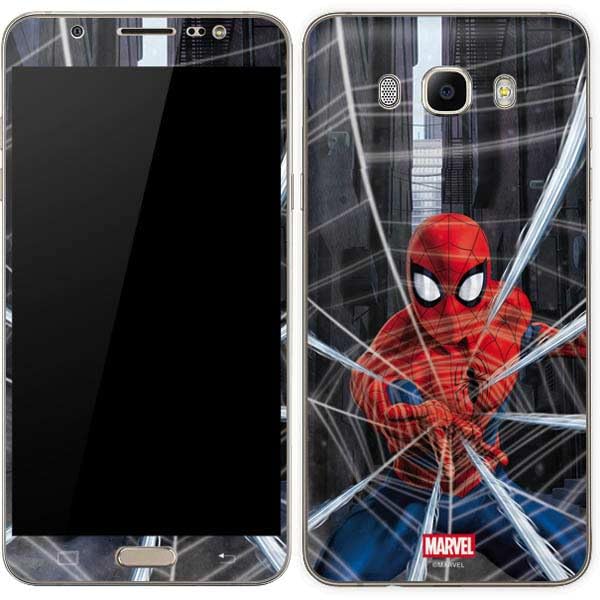 Skinit Decal Phone Skin Compatible with Galaxy J7 - Officially Licensed Marvel Spiderman Web Throw Design