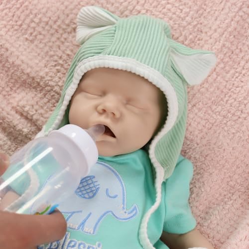 URMLHNRZ 18 Zoll realistisches Reborn-Baby-Mädchen, Ganzkörper-Silikon, unbemalt, schlafendes Neugeborenen-Puppe, Frühchen, Säugling für Künstler, Sammler und Kinder ab 3 Jahren – Bild 5