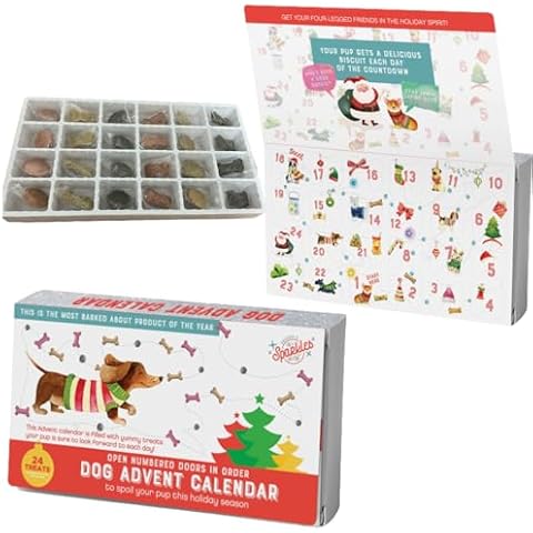 Dog Treats Advent Calendar Made In USA Dog Treats Assorted Flavors Doggie Treats Christmas Advent Calendar For Dogs 24 Dog Christmas Puppy Treats Holiday Days Advent Calendar For Dogs With Treats Cover