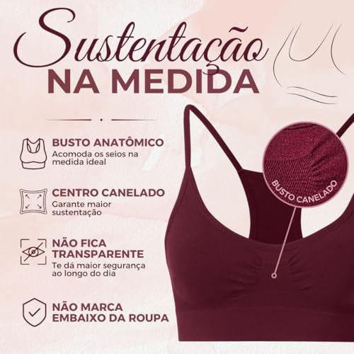 Kit 02 Top Nadador Microfibra She by Mash | 1 Preto - 1 Vermelho Bordô | G