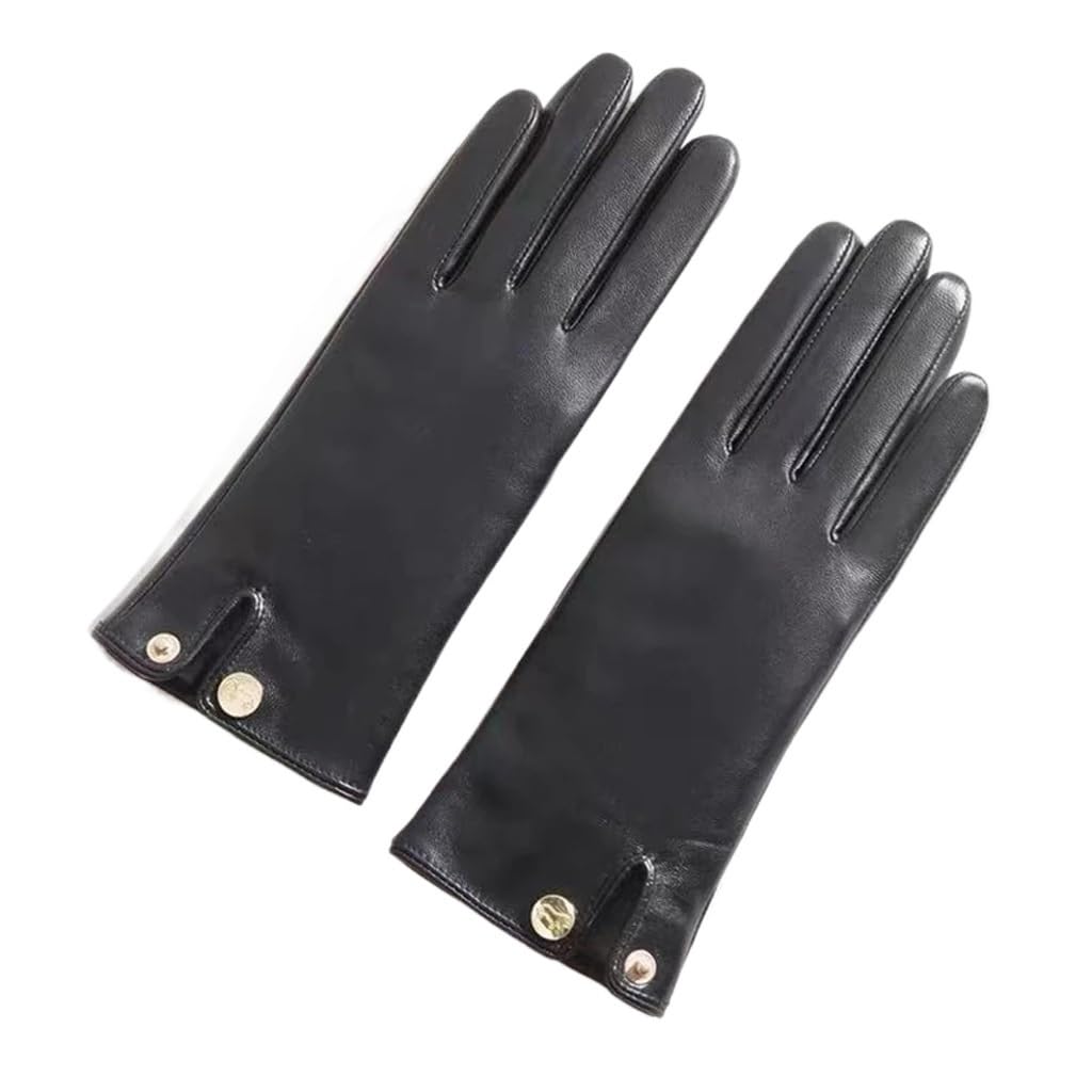 Gants en cuir pour femmes avec épaississement chaud de plein air