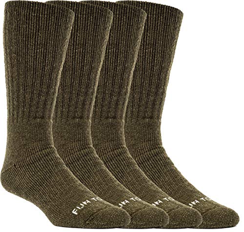FUN TOES Men's Thermal Insulated Heavy Duty Premium Merino Wool Crew Socks 4 Pairs