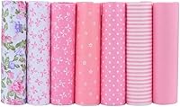 CraftsFabrics Patchwork Stoffe Paket – 7 Stück 40×50 cm – 100% Baumwolle Stoffe – Fat Quarter Stoffpaket Rosa Punkte & Blumen – Baumwollstoff für Nähen, Quilten, Patchwork, Basteln, DIY Projekte