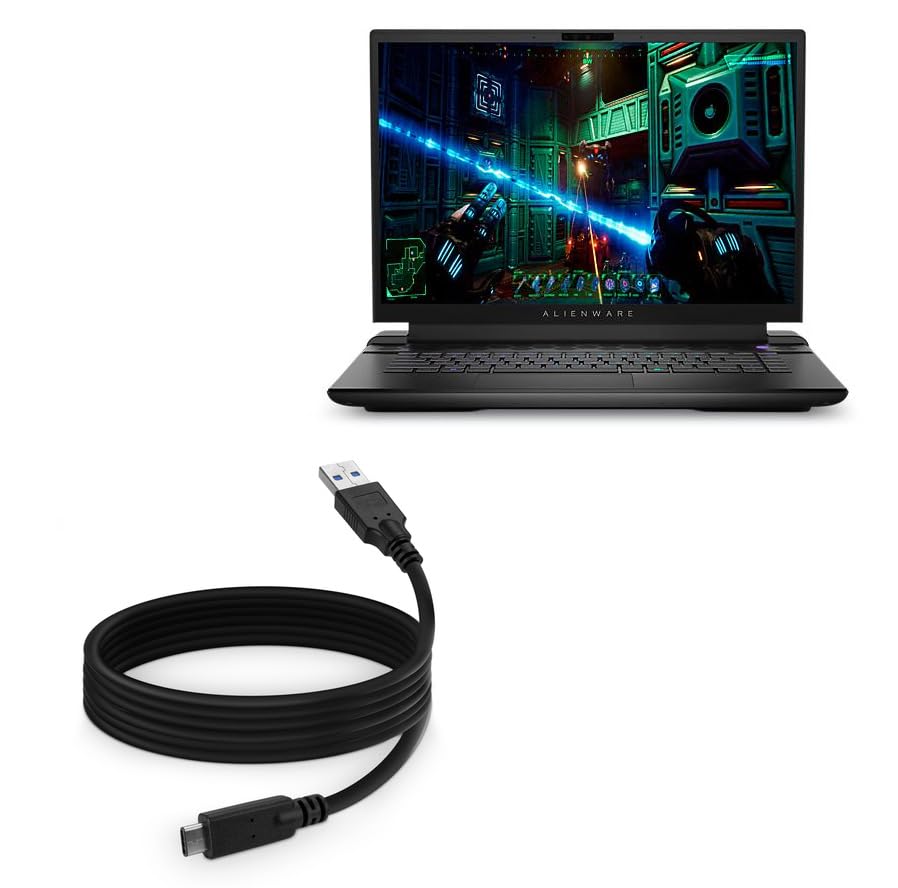 BoxWave Cable Compatible with Dell Alienware m16 - DirectSync - USB 3.0 A to USB 3.1 Type C, USB C Charge and Sync Cable - 6ft - Black