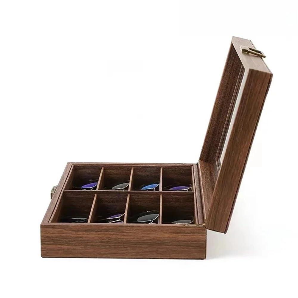 Sonnenbrillenhalter 8 Gitter Vintage Holz Brillen Aufbewahrungsbox Holz Schmuck Sonnenbrillen Brillen Brillen Vitrine Halter Organizer Geschenkbox Verkaufsrack