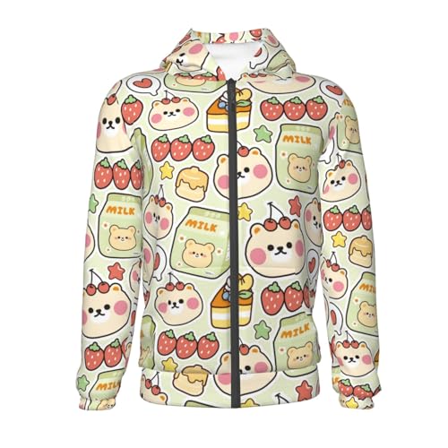 Cute Cherry Bear Face Kid Hoodies Boys Zip Up Sweatshirts Girls Pullover with Pocket2