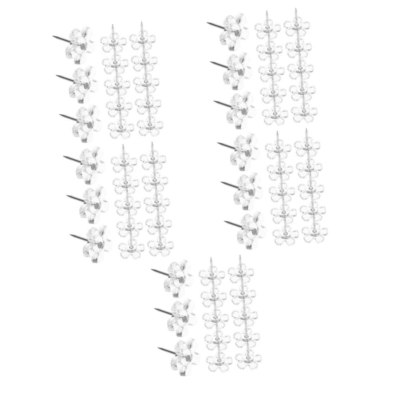 Angoily 5 Sätze Transparente Blumen Reißzwecke Büro Reißzwecken Tafeln Durchsichtige Daumen Klassenzimmer Köpfe Zum Aufhängen Wand Bulletin Whiteboard Reißzwecken 100 Stück * 5