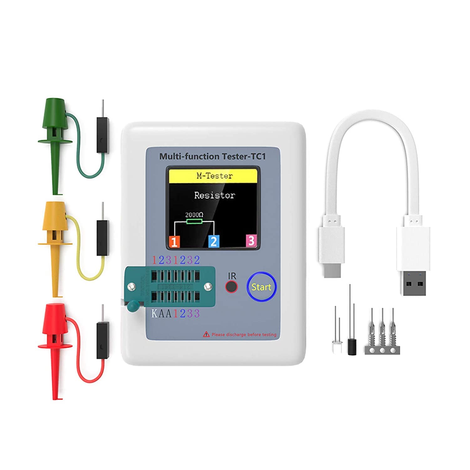 LCR-TC1 Transistor Tester, Multifunktions TFT Tester,1.8" LCD Display Hintergrundbeleuchtung für Dioden Trioden Kondensatorwiderstand,Transistor, LCR ESR NPN PNP MOSFET LW21