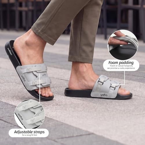Image of YOHO Drystep Sliders for Men | Waterproof Monsoon Footwear & Rainy Sandals | Skin Friendly Adjustable Strap