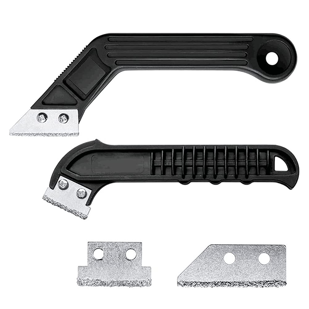 Lodokdre Black 2 Pieces Mortar Remover Mortar Scraper Rake Tool With 8 Replacement Blades Carbide Heavy Duty Tile Mortar Rake Tool