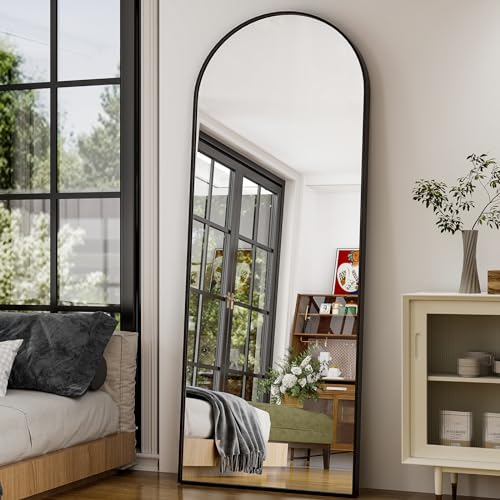 GLSLAND 26" x 71" Arched Full Length Mirror - Black Full Body Mirror - Extra Large Floor Mirrors for Bedroom, Living Room, Bathroom