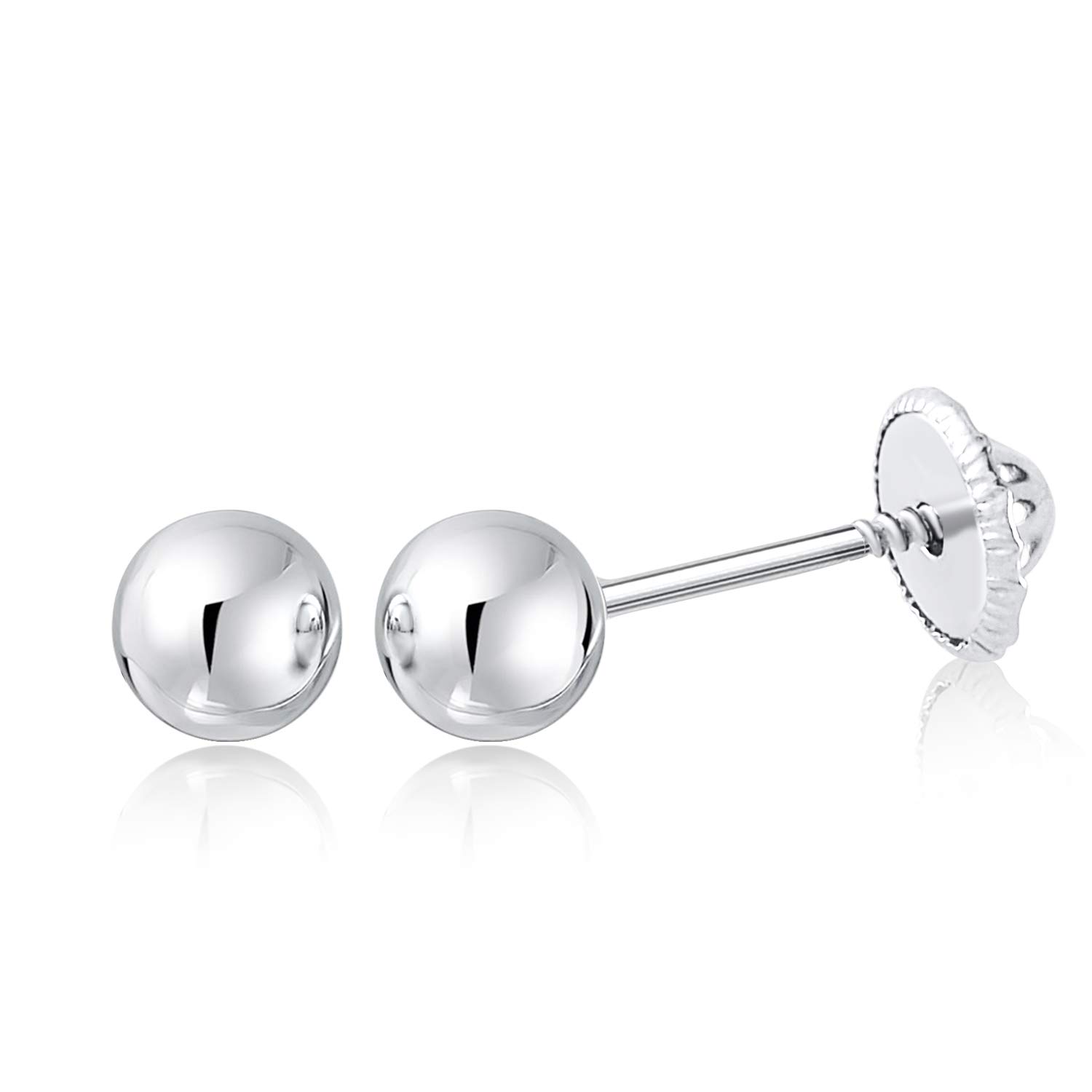 MASSETE Gold Ball Stud Earrings for Women and Girls Screwback | 10k, 14k, 18k | White Yellow or Rose Gold | 3mm 4mm 5mm | Nickel Free