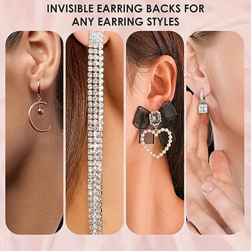 Image of iBayam 610pcs 6 Styles Clear Plastic Earring Backs, Earring Backings Replacements for Stud Earrings, Silicone Earring Back Clips Earring Backs Flower Rubber Plastic Secure Earring Backs for Safety