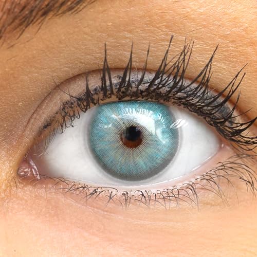 GLAMLENS lentilles de couleur vert naturelles colorées très haute opacité Capri Green + étuis à lentilles de contact 1 paire (2 pièces) 90 Jours sans...