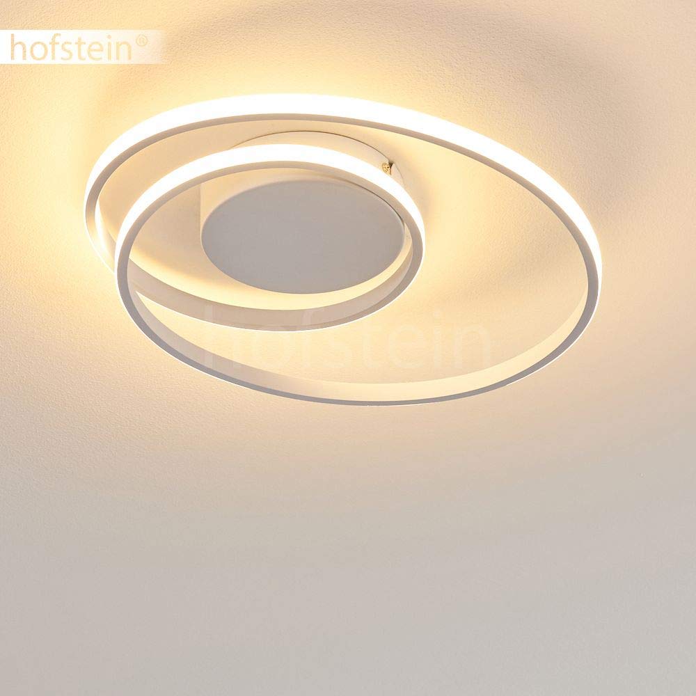 HOFSTEIN LED Deckenleuchte Leksund, dimmbare Deckenlampe aus Metall in Weiß mit Lichteffekt, dimmbar über Lichtschalter, max. 24 Watt, 2200 Lumen, 3000 Kelvin, Esszimmer, Wohnzimmer, Schlafzimmer