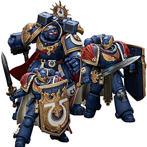 JOYTOY Warhammer 40K 1/18 Action Figures Ultramarines Marneus Calgar Chapter Master and Ultramarines Double Victrix Honour Guard Collectible Model Birthday Gifts Collectible Artifacts