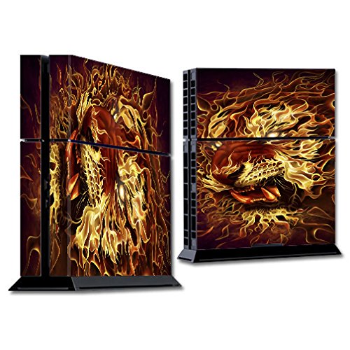 Skin Decal Vinyl Wrap for PS4 Sony Playstation Console (skins only) / Tiger on Fire