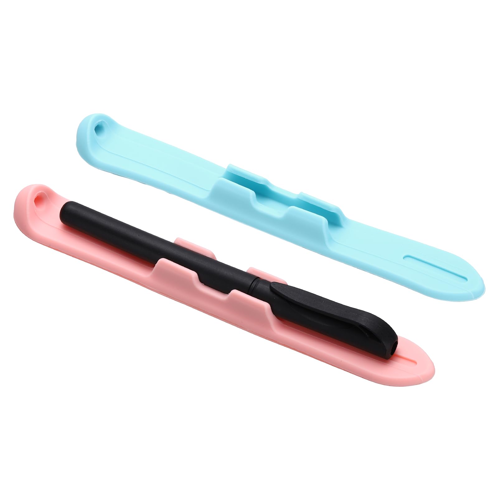PATIKIL 2 Pcs 6.9'' Silicone Pencil Holder with Strong Adhesive Slim Grip Sleeve for stylus 1st 2nd Generation Air Pro Mini Tablets, Blue/Pink
