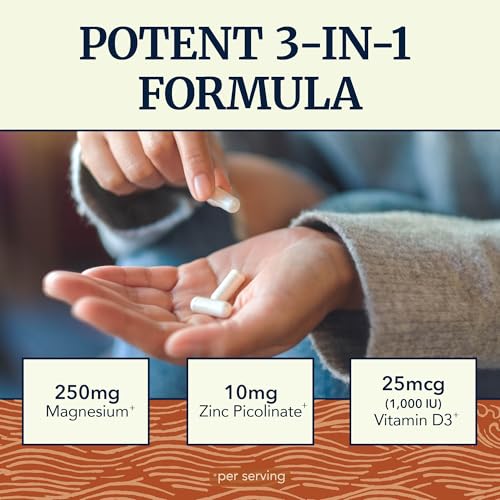 Image of Magnesium Zinc & Vitamin D3 | 260MG Complex | High Absorption Mag Citrate, Glycinate & Malate | Muscle, Nerve Function & Bone Health Support | Zinc and Magnesium Supplement with VIT D3 | 60 Ct.