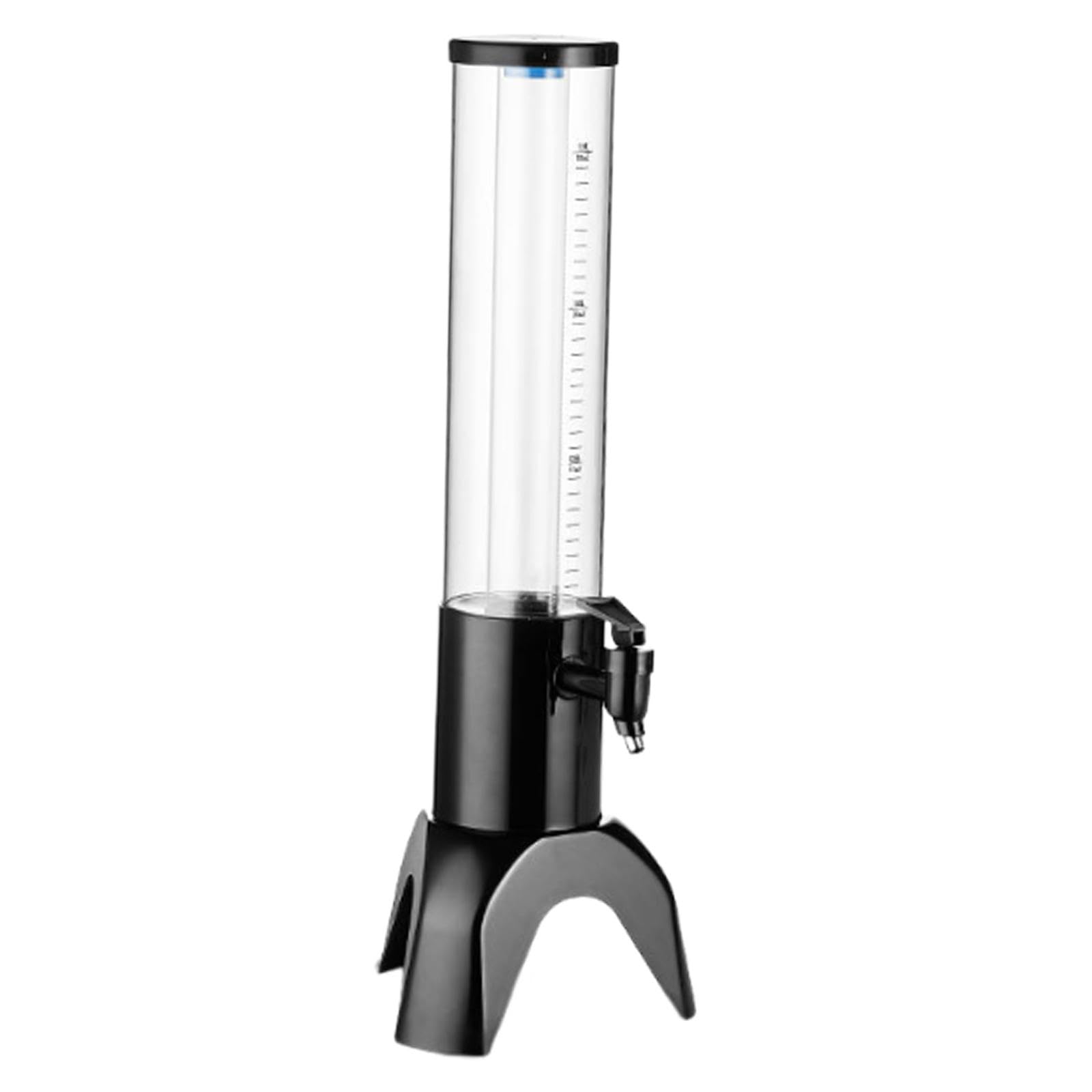 Gralara ​Torre Dispensador de Cerveza y Bebidas Frías – Base Triangular Estable con Tubo Refrigerante –Transparente para Bares, Fiestas y Exteriores, Negro, 1.5l