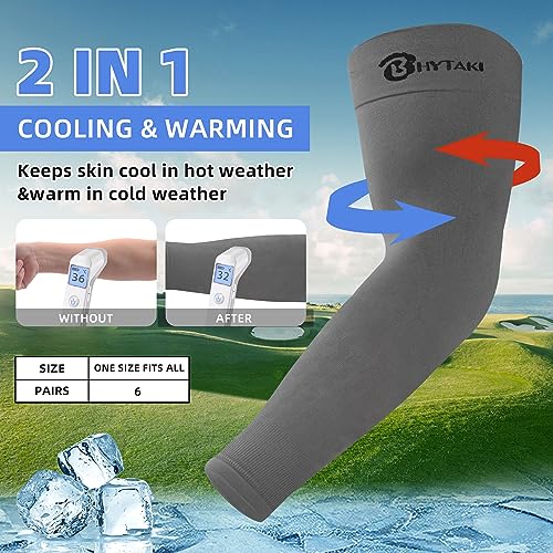 Image of BHYTAKI UV Sun Protection Arm Sleeves, UPF 50 Sports Cooling Arm Compression Sleeves for Men Women Teenager