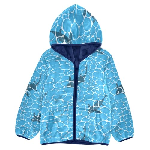 Fish Silhouette in Water Girls Fleece Jacket Girls Fall Jacket Girls Zip Up Hoodie Girls Sherpa Jacket 2-10T