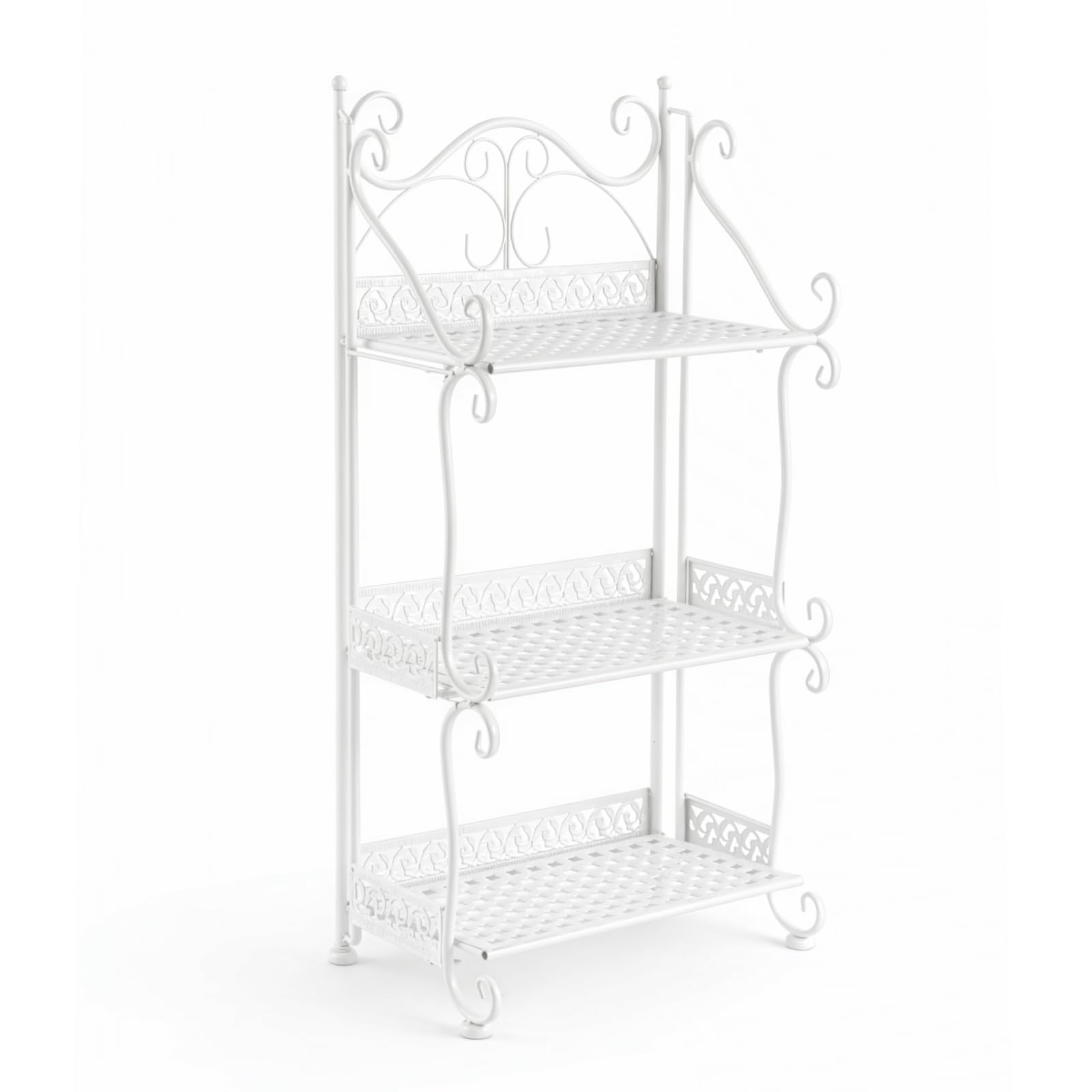 SUNNYNEST Metal Folding Storage Shelf Bookshelf Flower Plant Stand Shelving Rack,Narrow, Bathroom Storage Shelf Shower Organizer,Assembly Folding,for Bedroom,Living Room and Office (White, 3 Tier)