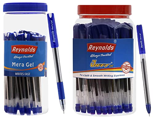 Image of Reynolds JIFFY GEL 50 PENS JAR, BLUE Gel Pen MERA GEL 30 PENS JAR, BLUE Gel Pen