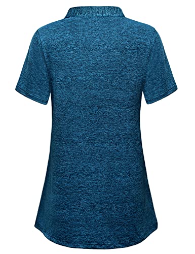 Image of MISS FORTUNE Women's Polo Shirts, Golf V-Neck Workout Tops, Moisture Wicking Ladies Golf Shirt Losse Fit for Tennis Yoga