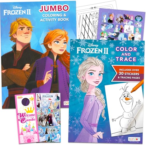 Disney Frozen - Libri da colorare per bambini dai 4 agli 8 anni - Bundle con pagine da colorare Anna ed Elsa, attività e altro ancora | Set di libri di attività congelati per ragazze