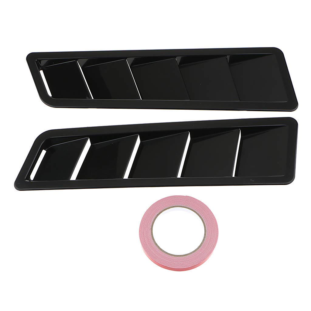 MYADDICTION 2x Universal Car Bonnet Hood Vent Louver Cooling Panel Trim Matte Black ABS-image-25