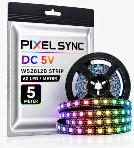 Image of WS2812B RGB Pixel Strip 5M, 300 Individually Addressable LEDs, 5V Digital Programmable LED Strip for DIY Electronics, STEM, Robotics, IoT & Maker Projects(5 Meter, 60 LED /Meter)