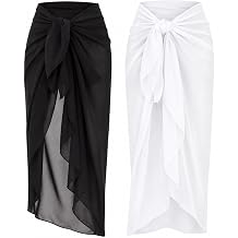 Women Sheer Beach Sarong One Size Swimsuit Coverups Chiffon Long Bikini Wraps Sheer Beach Bathing Suit Cover Up