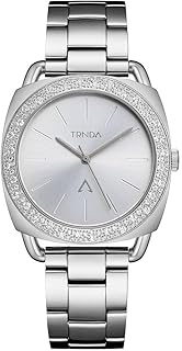 ساعة بهيكل وسوار بلون فضي مصنوعان من الفولاذ المقاوم للنساء من ترندا