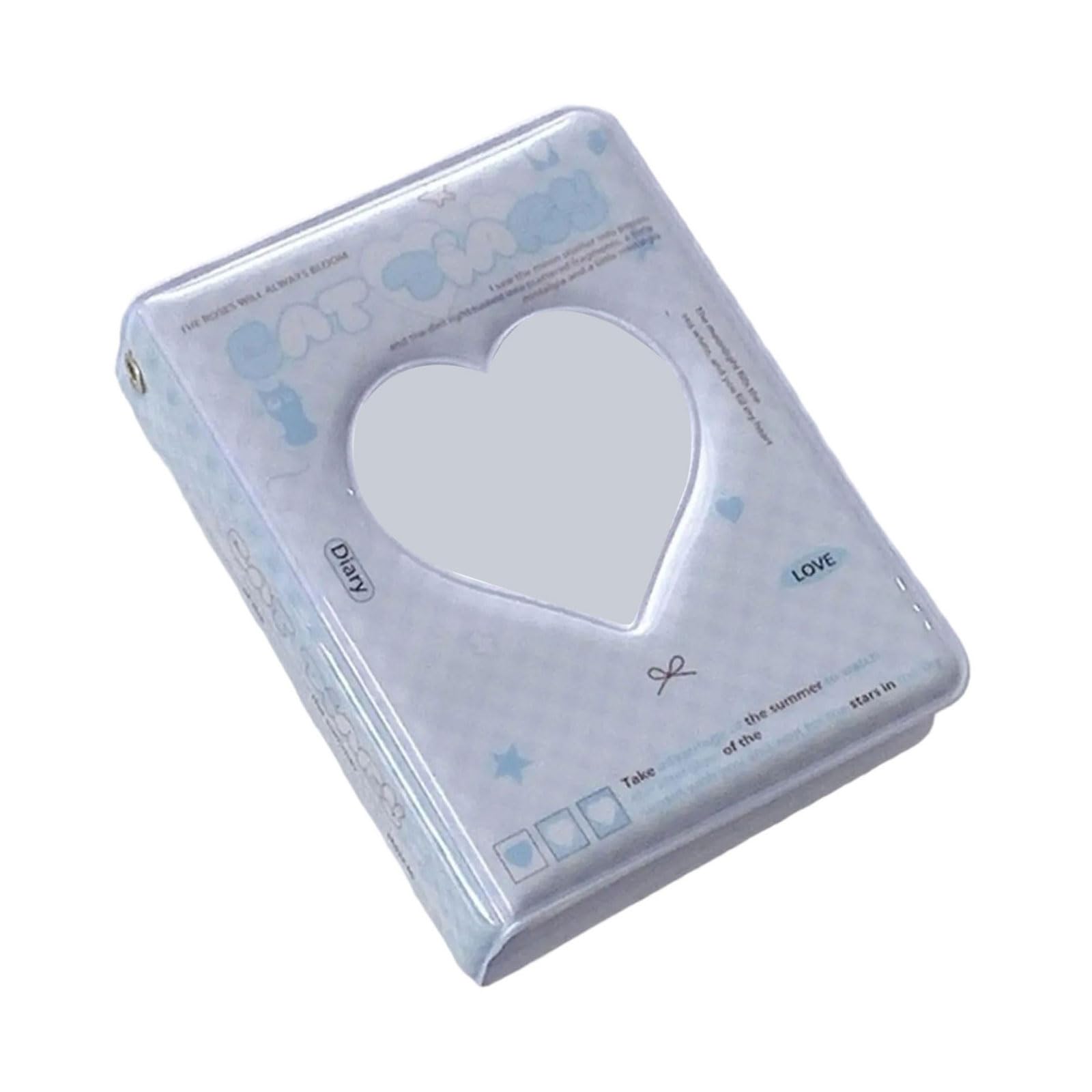 alloneslife Compact 3Inch Photo Card Album PVC Idol Photocard Binder with Heart Hollowed Design and 40 Pocket for Travel Memory Idol Fan Album