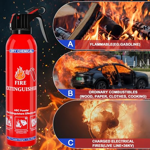 4Pack Dry Powder Fire Extinguishers, 620ml Compact Dry Chemical Fire Extinguishers for Home, Vehicle, Boat, Kitchen, Garage, RV, Outdoor – Fast ABC Fire Suppression - Image 4