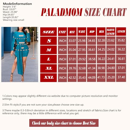 Image of Women's Casual Round Neck Long Sleeve Night Club Party Sexy Sparkly Bodycon Wrap Mini Dress