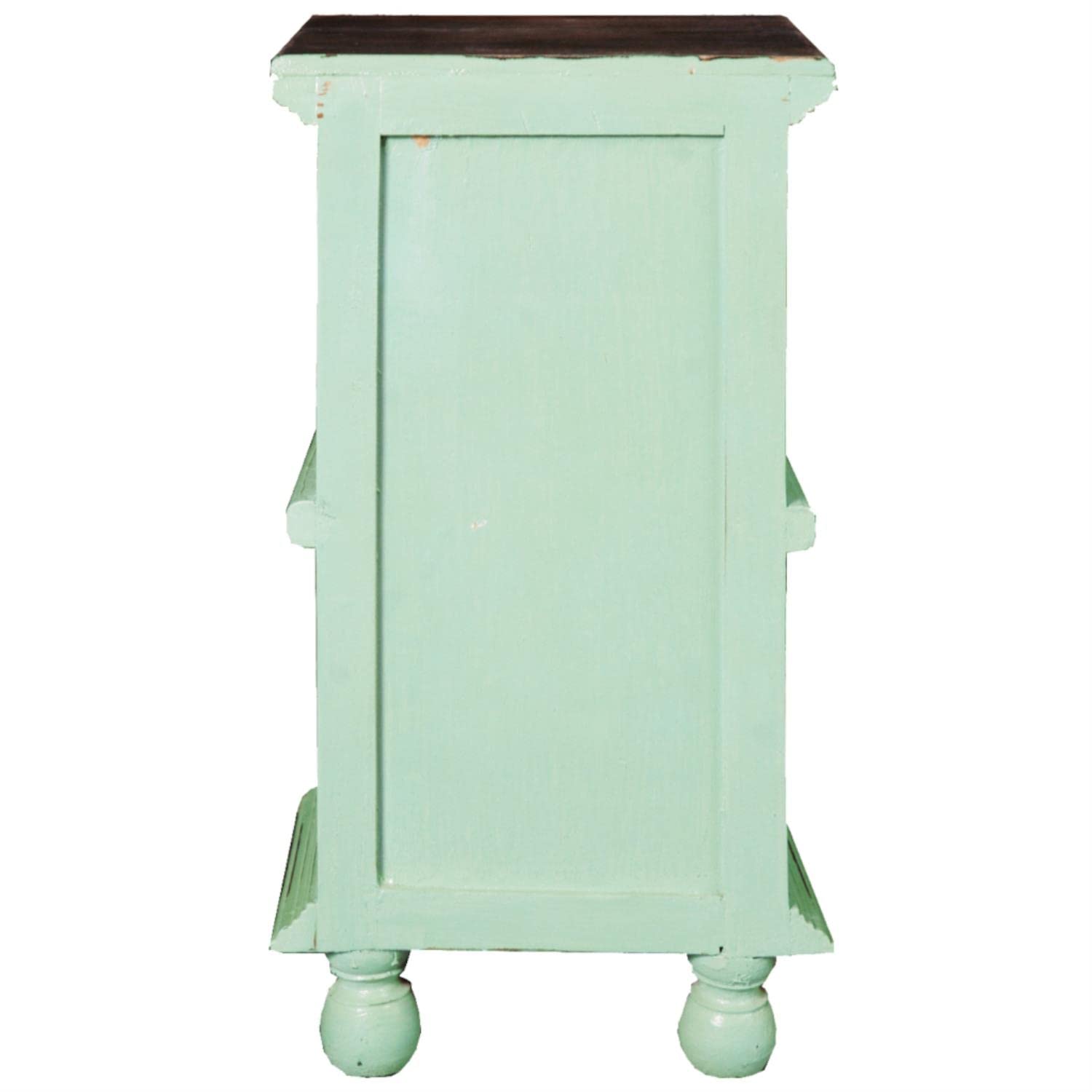 Sunset Trading Gabinete De Acento De Cabaña Shabby Chic, Gris Antiguo Con Tapa De Java Vieja