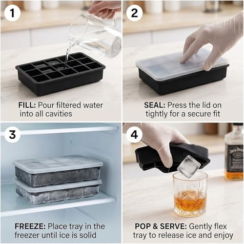 Molde para cubitos de hielo con tapa, 15 cubos miniatura 5