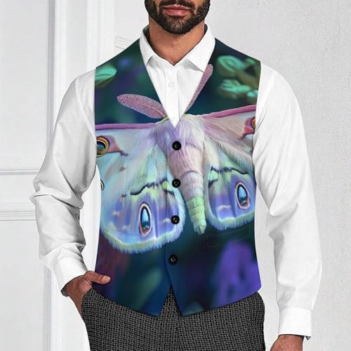 Flying Moth Suit Vest for Men Slim Fit Tuxedo Waistcoat Button Down V Neck Business Dress Coat4