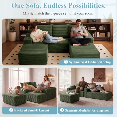 Image of Boneless Cloud Sectional Couch Modular Sofa with Ottoman for Living Room