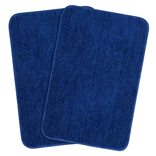 Image of SKIVE India Solid Anti Slip Bathmat,Colour Blue,Size(40 x 60 cm) Set of 2 Piece