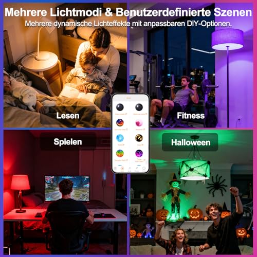 iLC LED RGBW Lampe E27 RGB+Warmweiß, Sync mit Musik farbwechsel Glühbirne mit APP, 16 Millionen Farben, 20 Modi – Bild 6