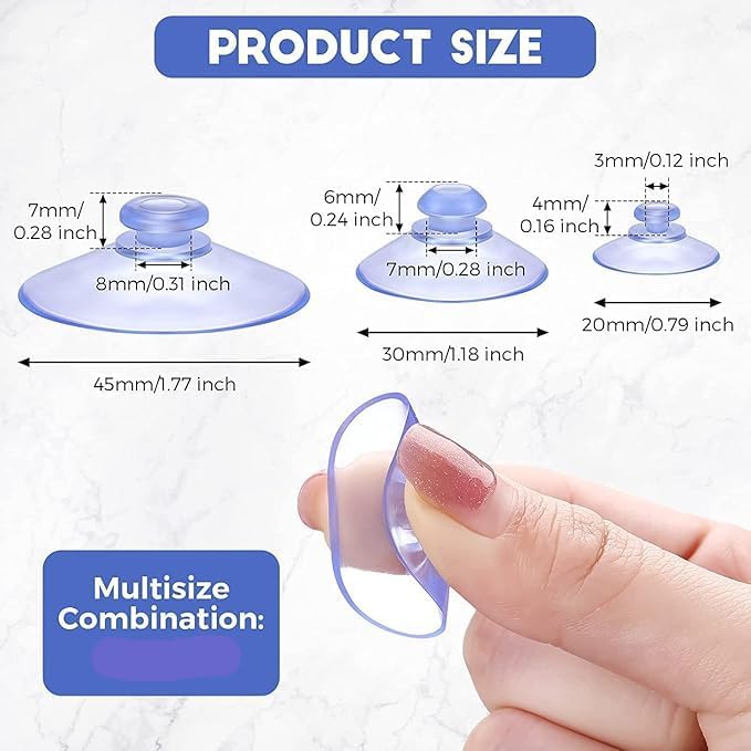 Image of Multipurpose Plastic Suction Cup Sucker Pads Bush Holder Without Hooks in Multiple Sizes (Pack of 12)
