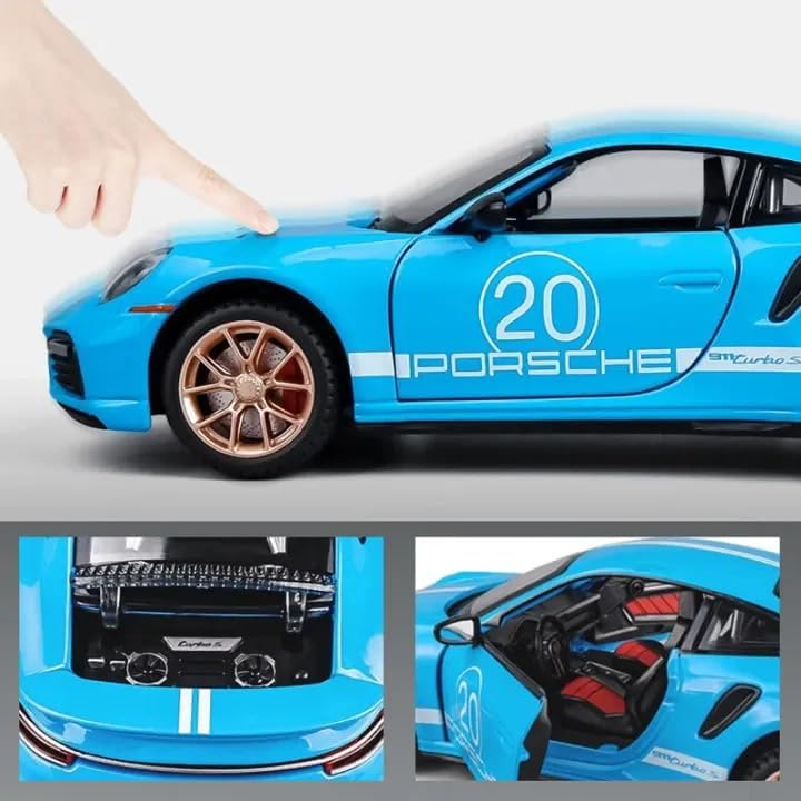 Image of MANAKI ENTERPRISE 1:32 Porsche Carrera 911 - White Alloy Diecast Pullback Metal Car Toy with Sound Light & Opening Doors - Best Gift Toy for Kids