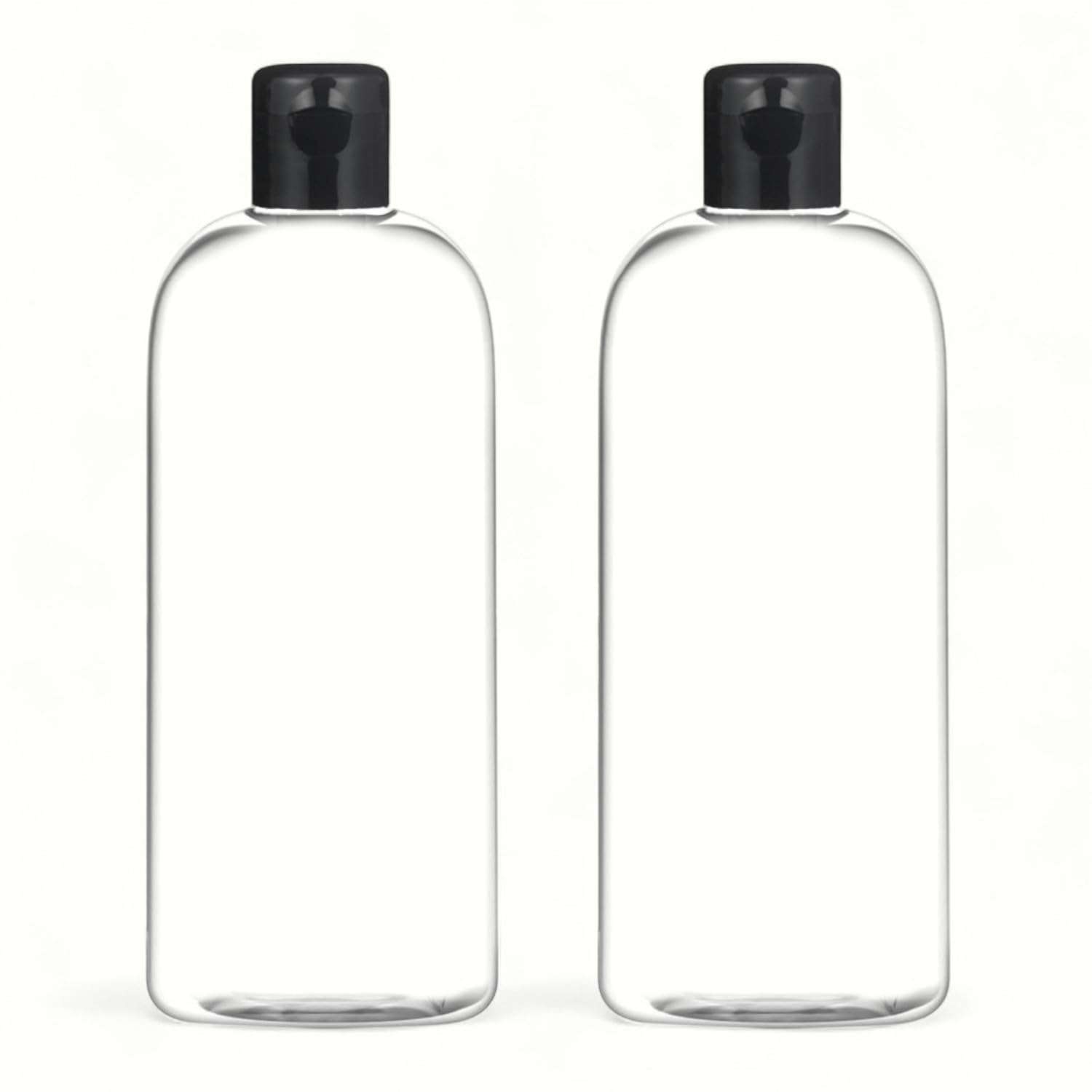 Thinqkart selecty 500ml Empty Clear Round Fliptop Plastic Bottles Refillable Travel Size Cosmetic Travelling Containers Leak Proof Squeeze Bottles for Toiletries,Shampoo (2)