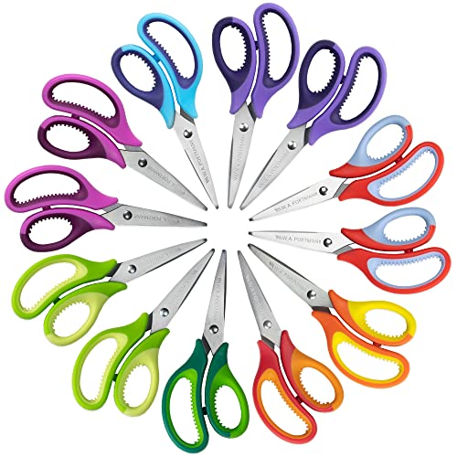 WA Portman 5 Inch Pointed Kids Scissors 12 Pack - Small Scissors for School Kids - Kids Safety Scissors Bulk - Kid Scissors for Right & Left-Handed Use - Bulk School Supplies Pointed Scissors for Kids