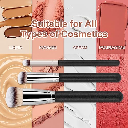 AOOWU Brocha Maquillaje Fluido, 3pcs Makeup Brushes para Bases Cremosas, Polvo o Líquidas, Brocha Base Maquillaje Profesional, Pinceles Maquillaje para Fundación Sonrojo Ocultadora Polvo Líquido Crema - imagen 5