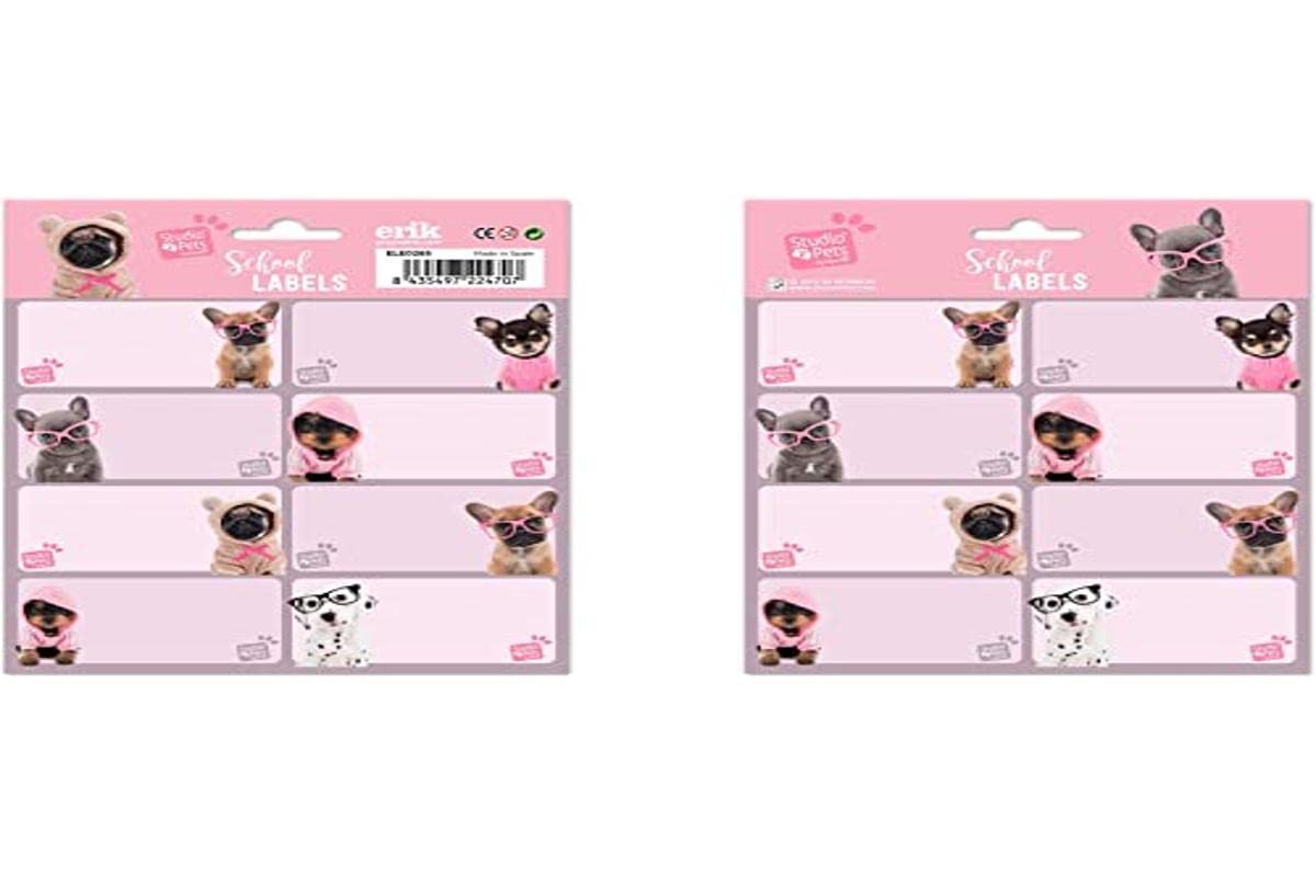 Grupo Erik Etiquetas adhesivas Studio Pets Dogs - Etiquetas para libros/Pegatinas nombre libros