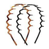 Mia Beauty Zigzag Headband with Teeth Creates Cool Cornrow Effect, Fashionable Hair Accessory for Women, Teens - Black + Tortoise 2-pieces